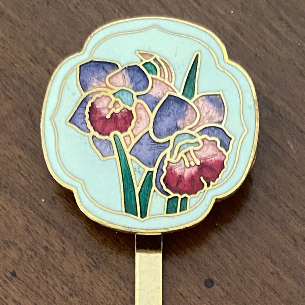 Vintage gold-tone cloisonné  book marker